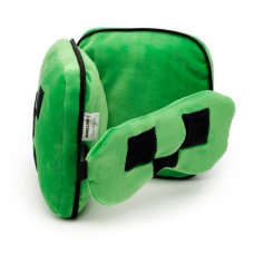 CUSH306: Relaxeazzz Minecraft Creeper Shaped Plush Travel Pillow & Eye Mask