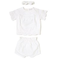 D06870: Baby Girls Broderie Top, Shorts & Headband Set (3-6 Months)