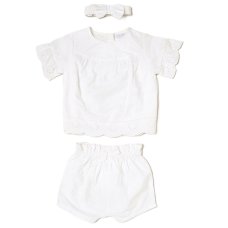 D06870: Baby Girls Broderie Top, Shorts & Headband Set (0-12 Months)