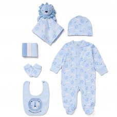 D07017: Baby Boys Lion 8 Piece Mesh Bag Gift Set (NB-6 Months)