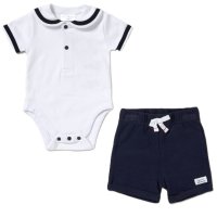 D07290:  Baby Boys Nautical Shorts & Bodysuit Outfit (0-12 Months)