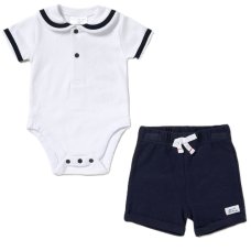 D07290:  Baby Boys Nautical Shorts & Bodysuit Outfit (0-12 Months)