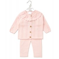 E07607: Baby Girls Knitted 2 Piece Outfit (0-12 Months)