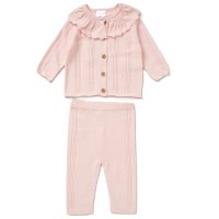 E07607: Baby Girls Knitted 2 Piece Outfit (0-12 Months)