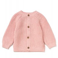 E07654: Baby Pink Cotton Knit Cardigan With Embroidery Detail (0-12 Months)