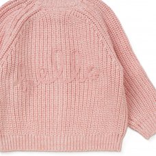 E07654: Baby Pink Cotton Knit Cardigan With Embroidery Detail (0-12 Months)