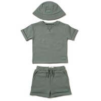 E07741: Boys Ribbed T-Shirt & Short Outfit With Bucket Hat (5-7 years)