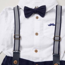 E07772INF: Baby Boys Bodysuit Shirt With Bow Tie & Pant With Braces Outfit (3-24 Months)