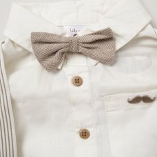 E07774TOD: Boys Shirt With Bow Tie & Pant With Braces Outfit (2-4 Years)