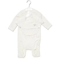 E07781: Baby Unisex Jumbo Velour All In One, Bib & Bodysuit (NB-6 Months)