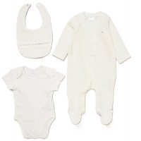 E07781: Baby Unisex Jumbo Velour All In One, Bib & Bodysuit (NB-6 Months)