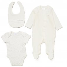 E07781: Baby Unisex Jumbo Velour All In One, Bib & Bodysuit (NB-6 Months)