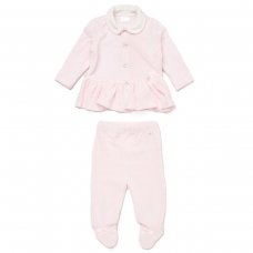 E07782: Baby Girls Jumbo Velour Jacket With Interlock Lining & Jumbo Velour Footed Trousers Outfit (0-9 Months)