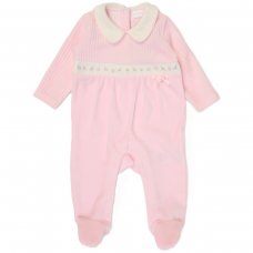 E07785: Baby Girls Jumbo Velour All In One (0-9 Months)