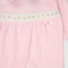 E07785: Baby Girls Jumbo Velour All In One (0-9 Months)