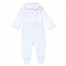 E07789: Baby Boys Jumbo Velour Dungaree Trousers & Interlock Top Outfit (0-9 Months)