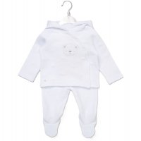 E07800: Baby Unisex Quilt Jacquard Jacket & Footed Trousers Outfit (NB-6 Months)