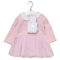 E07802: Baby Girls Quilt Jacquard Dress With tutu Skirt & Tights Outfit  (0-9 Months)