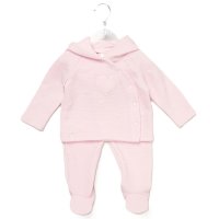 E07805: Baby Girls Quilt Jacquard Jacket & Footed Trousers Outfit  (0-9 Months)