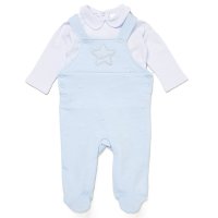 E07819: Baby Boys Quilt Jacquard Dungaree & Top Outfit (0-9 Months)