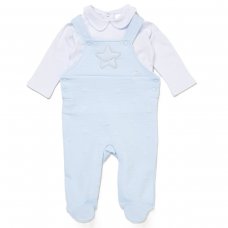 E07819: Baby Boys Quilt Jacquard Dungaree & Top Outfit (0-9 Months)