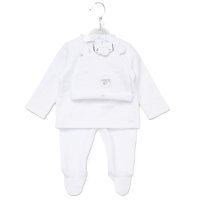 E07820: Baby Unisex Quilt Top, Hat & Footed Trousers Outfit (NB-6 Months)