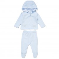 E07821: Baby Boys Quilt Jacquard Jacket & Footed Trousers Outfit (0-9 Months)