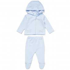 E07821: Baby Boys Quilt Jacquard Jacket & Footed Trousers Outfit (0-9 Months)