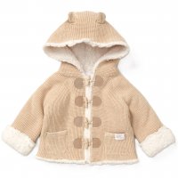 E07893: Baby True Knit Hooded Cardigan With Sherpa Lining (0-12 Months)