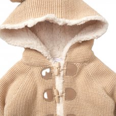 E07893: Baby True Knit Hooded Cardigan With Sherpa Lining (0-12 Months)