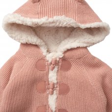 E07894: Baby True Knit Hooded Cardigan With Sherpa Lining (0-12 Months)