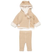 E07898: Baby True Knit Hooded Cardigan With Sherpa Lining & Double Knit Trousers (0-12 Months)