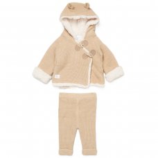 E07898: Baby True Knit Hooded Cardigan With Sherpa Lining & Double Knit Trousers (0-12 Months)