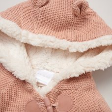 E07899: Baby True Knit Hooded Cardigan With Sherpa Lining & Double Knit Trousers (0-12 Months)