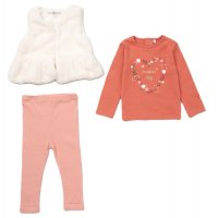 E07912INF: Baby Girls Faux Fur Gilet, Top & Legging Outfit (12-24 Months)