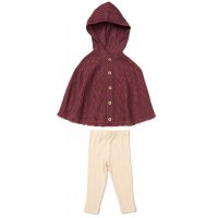 E07933A: Baby Girls Knitted, Hooded Poncho & Ribbed Legging Outfit (9-24 Months)