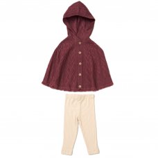 E07933B: Girls Knitted, Hooded Poncho & Ribbed Legging Outfit (2-5 Years)