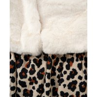 E07935B: Girls Faux Fur Jacket & Leopard Print Dress (2-4 Years)