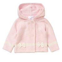 E07970: Baby Girls Double Knit Hooded Cardigan (0-12 Months)