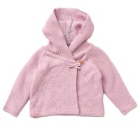 E07971: Baby Girls Double Knit Hooded Wrap Cardigan (0-12 Months)