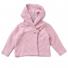 E07971: Baby Girls Double Knit Hooded Wrap Cardigan (0-12 Months)