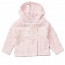 E07972: Baby Girls Double Knit Hooded Cardigan (0-12 Months)