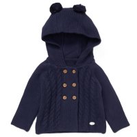 E07974: Baby Boys Double Knit Hooded Cardigan (0-12 Months)