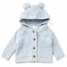 E07975: Baby Boys Double Knit Hooded Cardigan (0-12 Months)