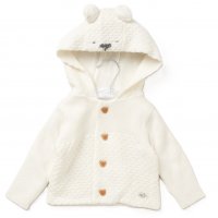 E07976: Baby Unisex Double Knit Bear Embroidery Hooded Cardigan (0-12 Months)