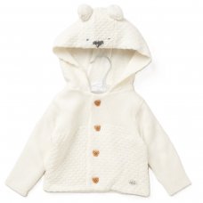 E07976: Baby Unisex Double Knit Bear Embroidery Hooded Cardigan (0-12 Months)