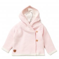 E07993: Baby Girls Double Knit Hooded Wrap Cardigan (0-12 Months)