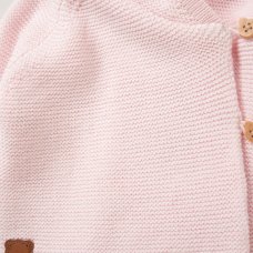 E07993: Baby Girls Double Knit Hooded Wrap Cardigan (0-12 Months)
