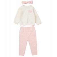 E08049: Baby Girls Sweatshirt, Ribbed Jog Pant & Headband Outfit (9-24 Months)