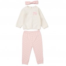 E08049: Baby Girls Sweatshirt, Ribbed Jog Pant & Headband Outfit (9-24 Months)